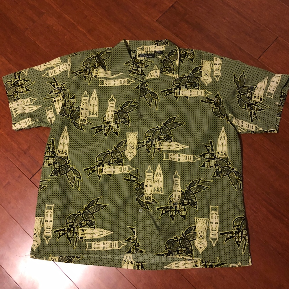 Mens Tiki Shirt Button Down 2xl